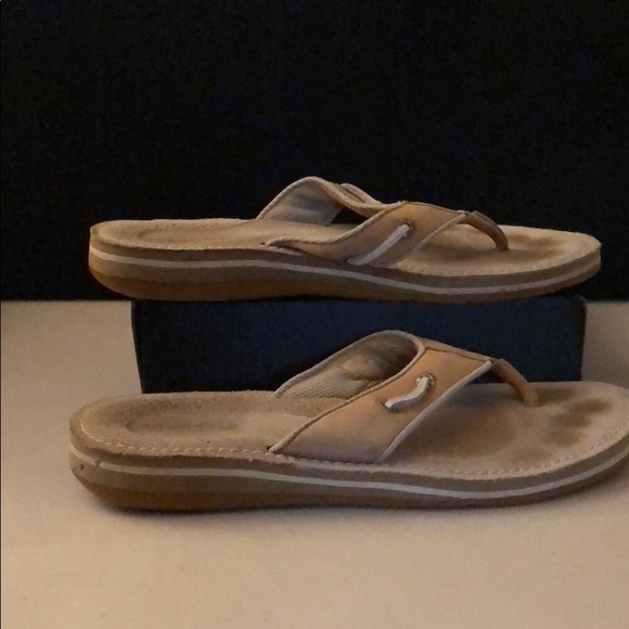 Leather Sperry Top Sider Flip Flops Sz 7M - Picture 2 of 2
